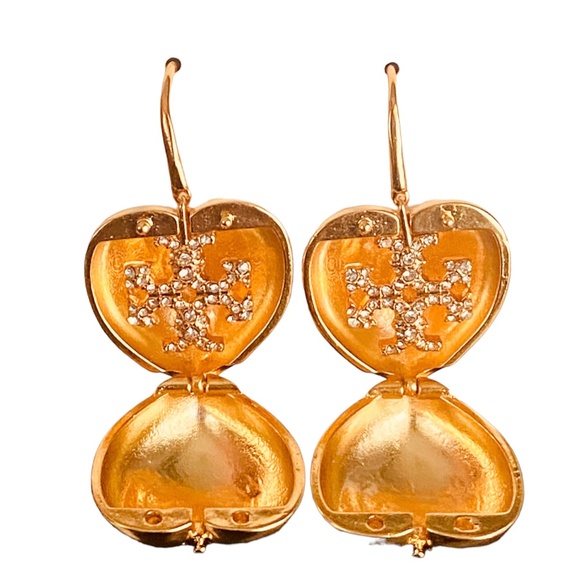 NEW Tory Burch SILVER Hidden Heart Locket Drop Earring Set $225 - Picture 12 of 13